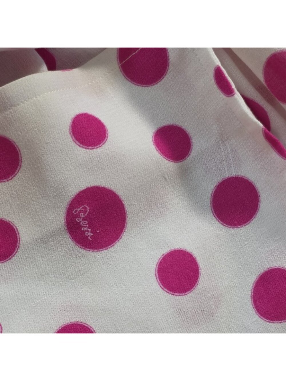 Vtg Bessi Firenze Italy Dress US 8 Pink Polka Dot Cotton Belted Midi Retro Chic - Picture 13 of 16